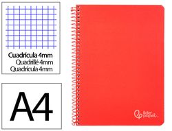 Cuaderno espiral liderpapel A4 witty tapa dura 80h 90gr cuadro 4mm con margen color rojo