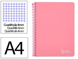 Cuaderno espiral liderpapel A4 witty tapa dura 80h 90gr cuadro 4mm con margen color rosa