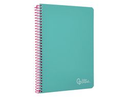 Cuaderno espiral liderpapel A4 witty tapa dura 80h 90gr cuadro 4mm con margen color turquesa
