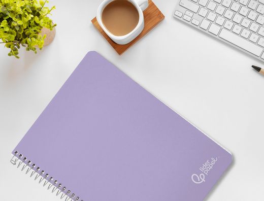 Cuaderno espiral liderpapel A4 witty tapa dura 80h 90gr cuadro 4mm con margen color violeta