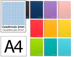 Cuaderno espiral liderpapel A4 witty tapa dura 80h 90gr milimetrado 2mm colores surtidos