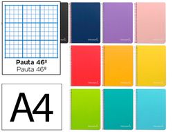 Cuaderno espiral liderpapel A4 witty tapa dura 80h 90gr rayado nş46 colores surtidos