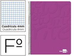 Cuaderno espiral liderpapel folio write tapa blanda 80h 60gr cuadro 4mm con margen color rosa