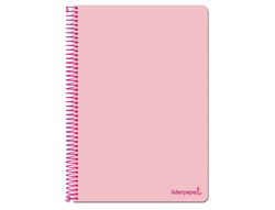 Cuaderno espiral liderpapel folio write tapa blanda 80h 60gr cuadro 4mm con margen color rosa