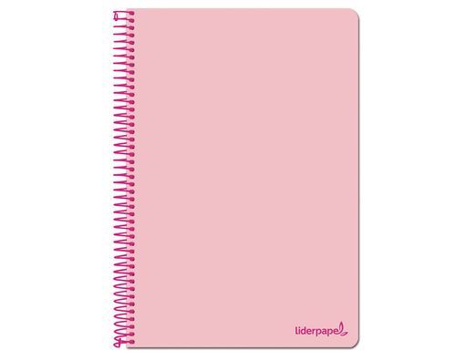 Cuaderno espiral liderpapel folio write tapa blanda 80h 60gr cuadro 4mm con margen color rosa