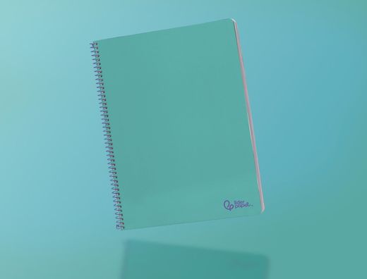 Cuaderno espiral liderpapel A4 smart tapa blanda 80h 75gr cuadro 4mm con margen color turquesa