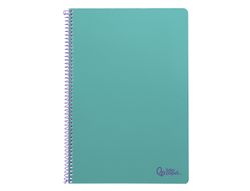 Cuaderno espiral liderpapel A4 smart tapa blanda 80h 75gr cuadro 4mm con margen color turquesa