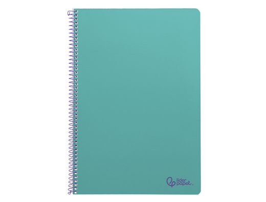 Cuaderno espiral liderpapel A4 smart tapa blanda 80h 75gr cuadro 4mm con margen color turquesa