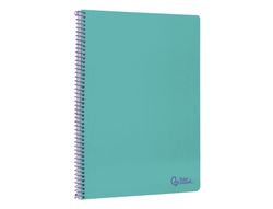 Cuaderno espiral liderpapel A4 smart tapa blanda 80h 75gr cuadro 4mm con margen color turquesa