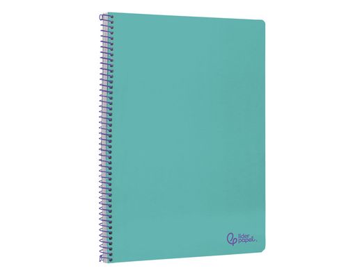 Cuaderno espiral liderpapel A4 smart tapa blanda 80h 75gr cuadro 4mm con margen color turquesa