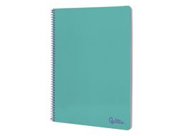 Cuaderno espiral liderpapel A4 smart tapa blanda 80h 75gr cuadro 4mm con margen color turquesa
