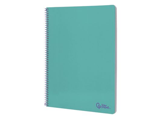 Cuaderno espiral liderpapel A4 smart tapa blanda 80h 75gr cuadro 4mm con margen color turquesa