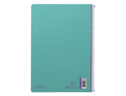 Cuaderno espiral liderpapel A4 smart tapa blanda 80h 75gr cuadro 4mm con margen color turquesa