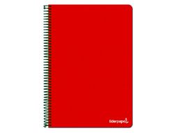 Cuaderno espiral liderpapel folio write tapa blanda 80h 60gr horizontal con margen color rojo