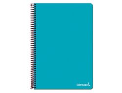 Cuaderno espiral liderpapel folio write tapa blanda 80h 60gr horizontal con margen color turquesa