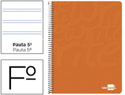 Cuaderno espiral liderpapel folio write tapa blanda 80h 60gr pauta 2,5 mm con margen color naranja