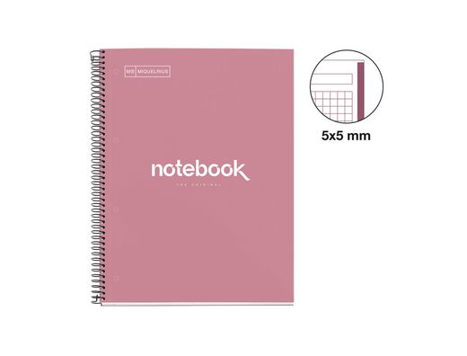 Cuaderno espiral miquelrius notebook emotions rose dust tapa forrada din A4 microperforado 80 hojas 90