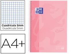 Cuaderno espiral oxford ebook 1 school touch te din a4+ 80 hojas cuadro 5 mm con margen flamingo pastel