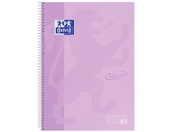 Cuaderno espiral oxford ebook 1 school touch te din a4+ 80 hojas cuadro 5 mm con margen malva pastel