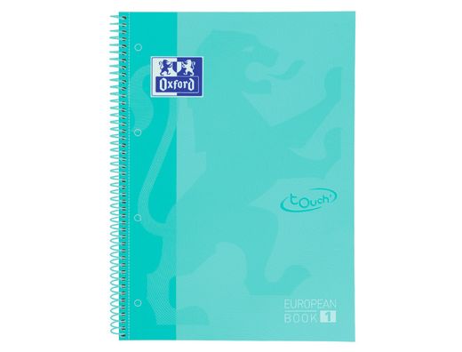 Cuaderno espiral oxford ebook 1 school touch te din a4+ 80 hojas cuadro 5 mm con margen mint pastel