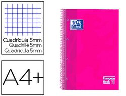 Cuaderno Espiral Oxford Ebook 1 Tapa Extradura Din A4+ 80 H Cuadricula 5 mm Rosa Frambuesa Touch