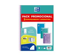 Cuaderno espiral oxford ebook 1 touch tapa extradura din a4+ 80h cuadro 5 mm pack de 3 unidades colores pastel