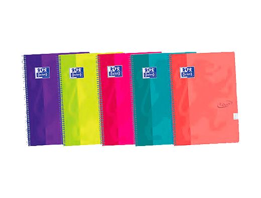 Cuaderno espiral oxford ebook 4 tapa extradura 8 120 hojas cuadricula 5 mm colores surtidos touch