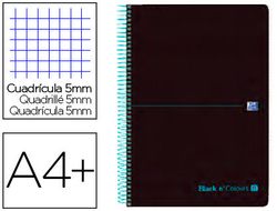 Cuaderno Espiral Oxford Ebook 8 Tapa Plastico Din A4+ 160 H Cuadricula 5 mm Black'N Colors Turquesa