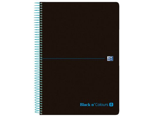 Cuaderno Espiral Oxford Ebook 8 Tapa Plastico Din A4+ 160 H Cuadricula 5 mm Black'N Colors Turquesa