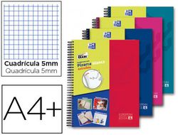 Cuaderno espiral oxford europeanbook 5 write & erase school classic din a4+ 120 hojas cuadro 5 mm con margen