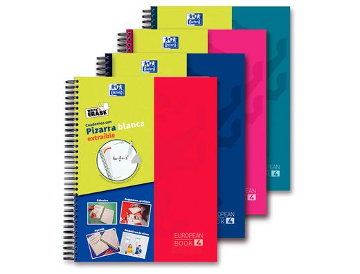 Cuaderno espiral oxford europeanbook 5 write & erase school classic din a4+ 120 hojas cuadro 5 mm con margen