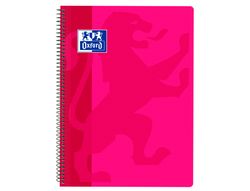 Cuaderno espiral oxford school classic tapa polipropileno folio 80 h cuadro 4 mm con margen fucsia