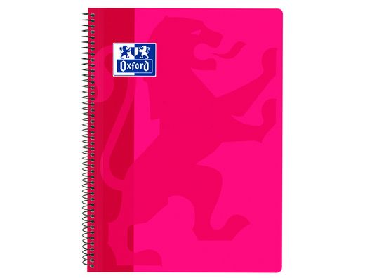 Cuaderno espiral oxford school classic tapa polipropileno folio 80 h cuadro 4 mm con margen fucsia
