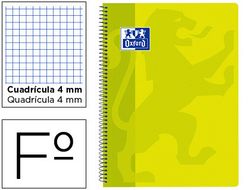 Cuaderno espiral oxford school classic tapa polipropileno folio 80 hojas cuadro 4 mm con margen lima