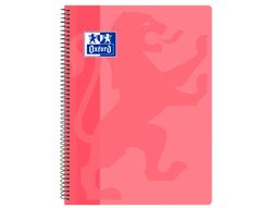Cuaderno espiral oxford school classic tapa polipropileno folio 80 hojas cuadro 4 mm con margen rosa