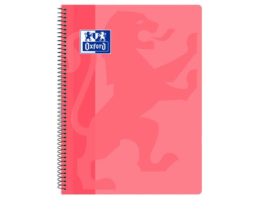 Cuaderno espiral oxford school classic tapa polipropileno folio 80 hojas cuadro 4 mm con margen rosa