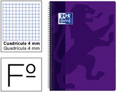 Cuaderno espiral oxford school classic tapa polipropileno folio 80 hojas cuadro 4 mm con margen