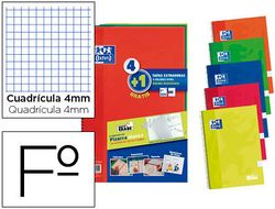 Cuaderno espiral oxford tapas extradura folio 80 hojas cuadro 4 mm write & erase pizarra pack 4+1 unidades