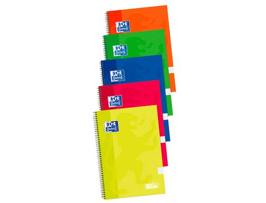 Cuaderno espiral oxford tapas extradura folio 80 hojas cuadro 4 mm write & erase pizarra pack 4+1 unidades