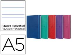Cuaderno oxford cosida tapa extradura din a5 80 hojas rayado horizontal colores vivos surtidos