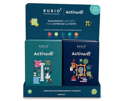 Cuaderno rubio entrena tu mente activarte expositor sobremesa 10 unidades n 1 y 10 unidades n 2