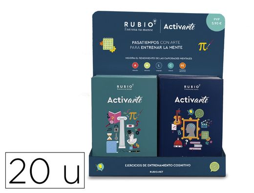 Cuaderno rubio entrena tu mente activarte expositor sobremesa 10 unidades n 1 y 10 unidades n 2