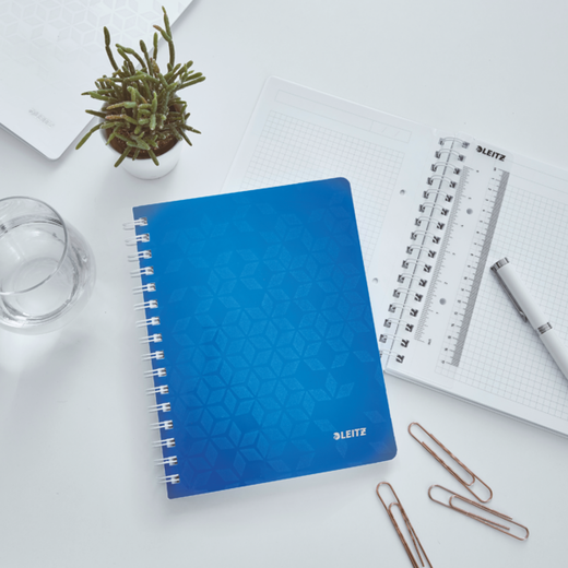 Cuaderno Wiro Leitz WOW. PP. 80 hojas cuadrícula 5,DIN A5, azul