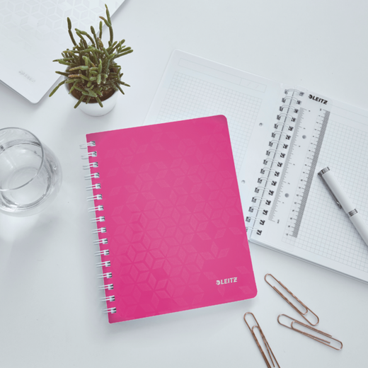 Cuaderno Wiro Leitz WOW. PP. 80 hojas cuadrícula 5,DIN A5, fucsia