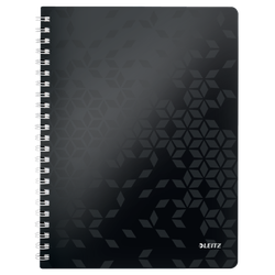Cuaderno Wiro Leitz WOW. PP. 80 hojas rayado horizontal, DIN A4, negro