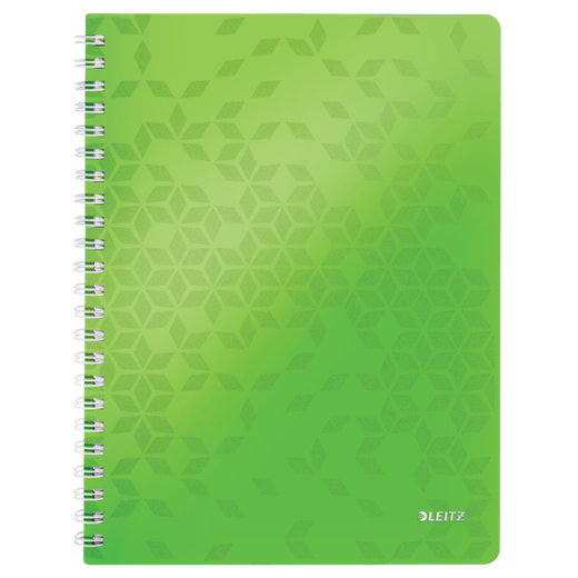 Cuaderno Wiro Leitz WOW. PP. 80 hojas rayado horizontal, DIN A4, verde