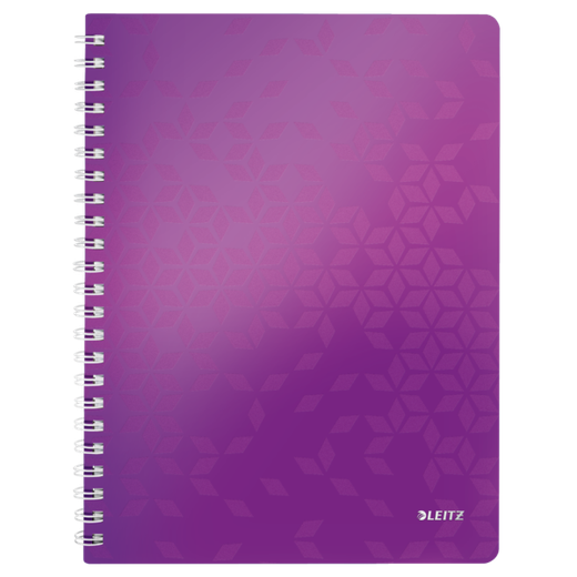 Cuaderno Wiro Leitz WOW. PP. 80 hojas rayado horizontal, DIN A4, violeta