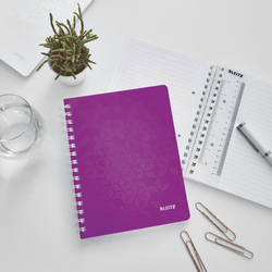 Cuaderno Wiro Leitz WOW. PP. 80 hojas rayado horizontal,DIN A5, violeta