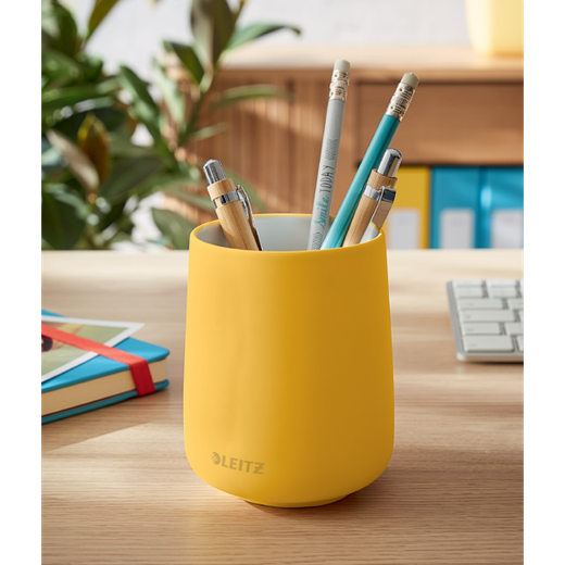 Cubilete porta lápices Leitz Cosy, amarillo