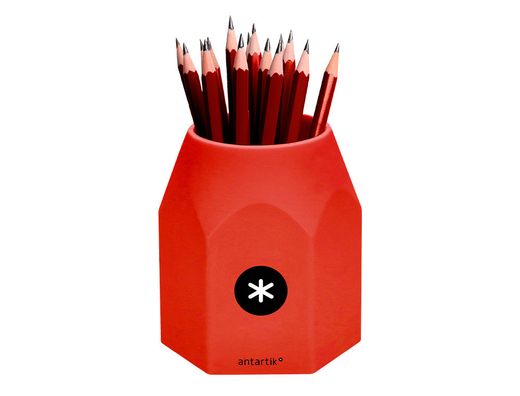 Cubilete portalapices antartik silicona hexagonal colores surtidos intensos azul mostaza negro y rojo